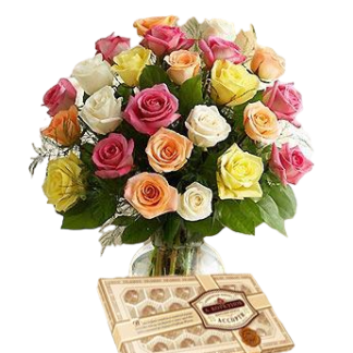 25 colorful roses with chokolates | Flower Delivery Novorossiysk