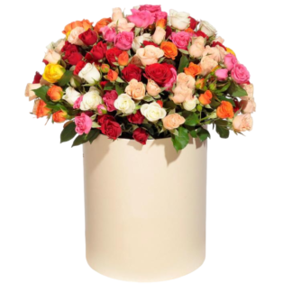 Mixed roses in a hatbox | Flower Delivery Novorossiysk