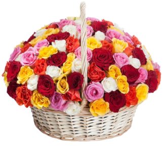 51 colorful roses in the basket | Flower Delivery Novorossiysk